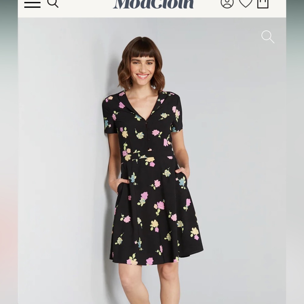 NWTO! ModCloth dress in black with neon flowers. Size 10